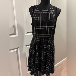 Elle Black and White Plaid Midi Dress